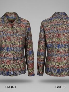 ✨ Vintage Chico’s Floral Brocade Mandarin Jacket Size 3 8884-11 ✨